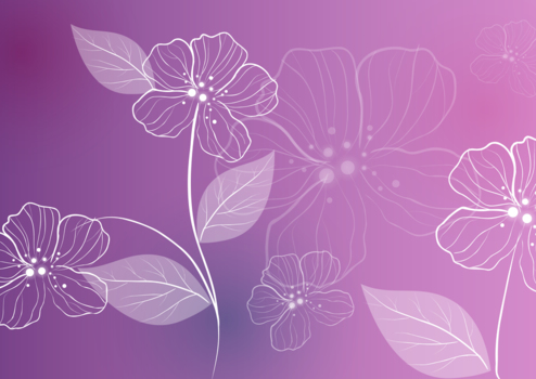 紫背景に白い花、春