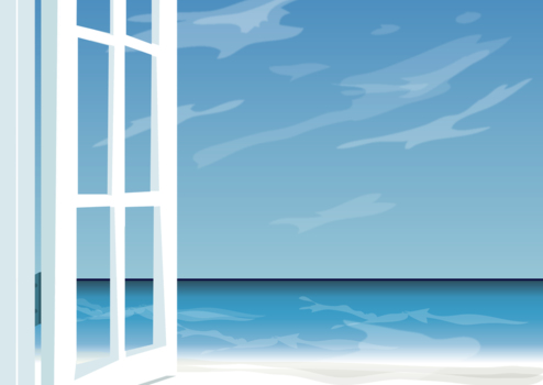 海の見える部屋、夏