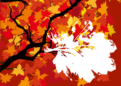 モダンアート的な紅葉、秋