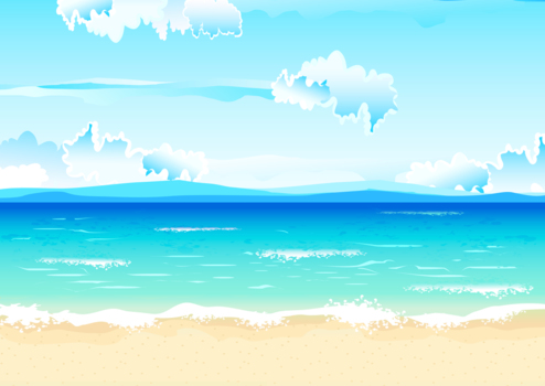 POPな青い色調の海と空、風景