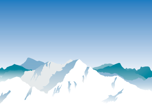 雪の山並と青空、風景