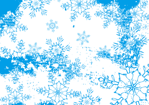 青背景に雪の結晶、冬